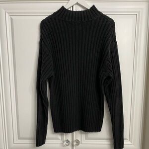 Vtg Gap Mens Sz Large Black Long Sleeve Mock Neck Ribbed Sweater Preppy Casual